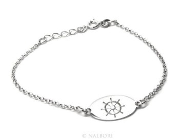 RMB|925 SILVER bracelet rolo 'man oval plaque woman helm laser engraving cm from 16.00 to 18.50