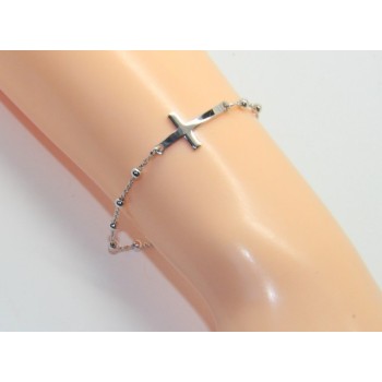 RMB|Bracciale rosario uomo donna in Argento 925 madonna miracolosa , croce convessa . Mis 16,00 - 19,00 cm