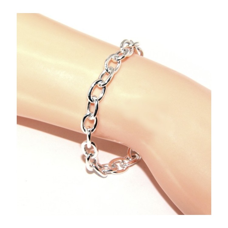 RMB|ARGENTO 925 : Girocollo collana o bracciale donna maglia ovale chiara sbiancata