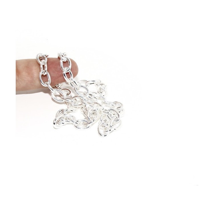 RMB|ARGENTO 925 : Girocollo collana o bracciale donna maglia ovale chiara sbiancata