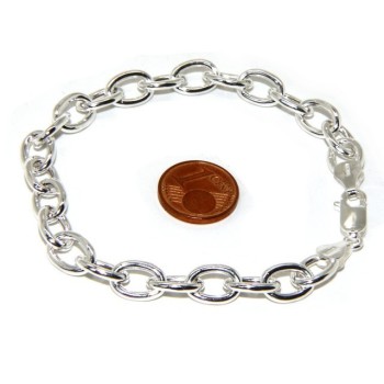 RMB|ARGENTO 925 : Girocollo collana o bracciale donna maglia ovale chiara sbiancata
