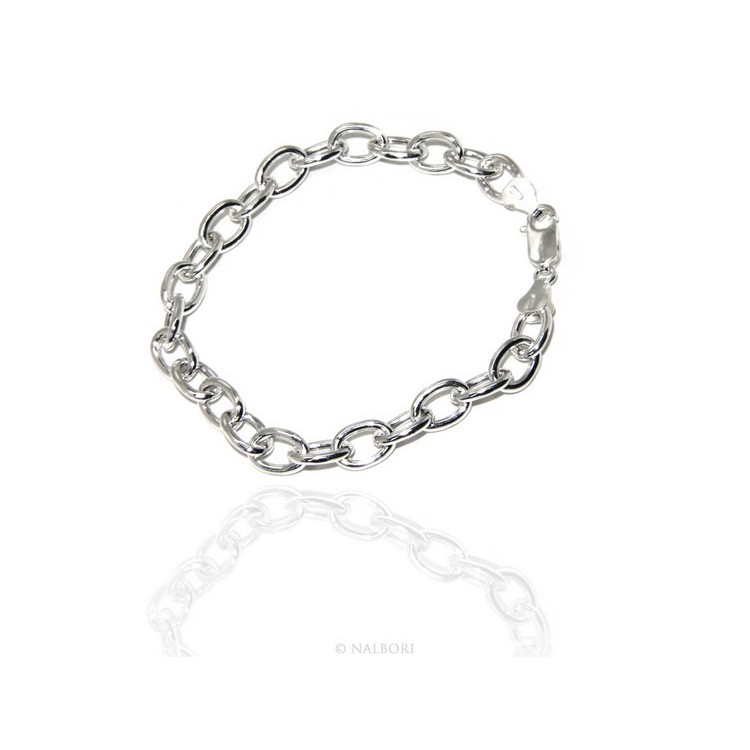 RMB|ARGENTO 925 : Girocollo collana o bracciale donna maglia ovale chiara sbiancata