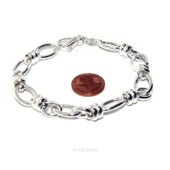RMB|ARGENTO 925 chiaro bracciale donna maglia ovale e rondelle 17,50 cm