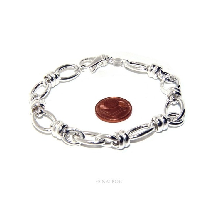 RMB|ARGENTO 925 chiaro bracciale donna maglia ovale e rondelle 17,50 cm