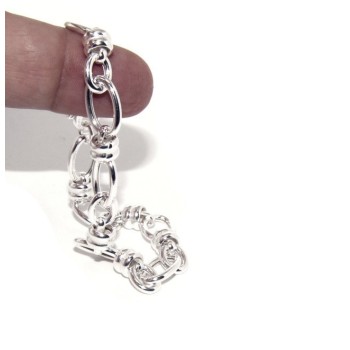 RMB|ARGENTO 925 chiaro bracciale donna maglia ovale e rondelle 17,50 cm