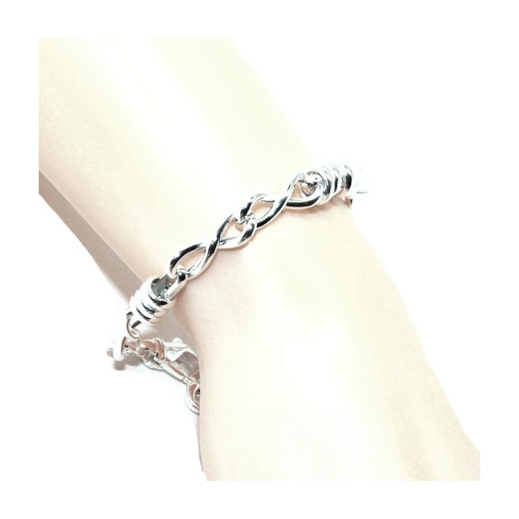 RMB|SILVER 925 clear bracelet woman infinite infinity and washers 17,50 cm