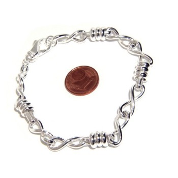 RMB|SILVER 925 clear bracelet woman infinite infinity and washers 17,50 cm