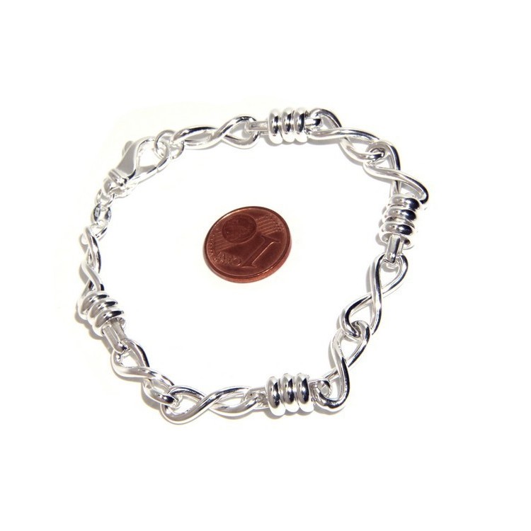 RMB|SILVER 925 clear bracelet woman infinite infinity and washers 17,50 cm