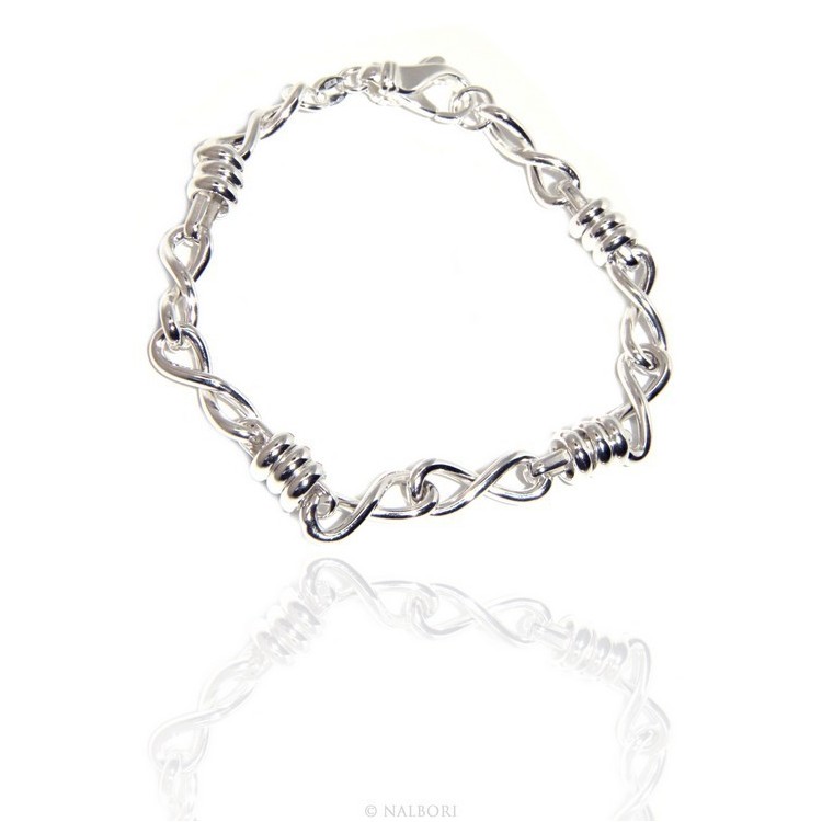 RMB|SILVER 925 clear bracelet woman infinite infinity and washers 17,50 cm