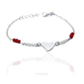 RMB|Woman bracelet girl man boy Silver 925 red rosary work with central heart 15,50 - 18,00
