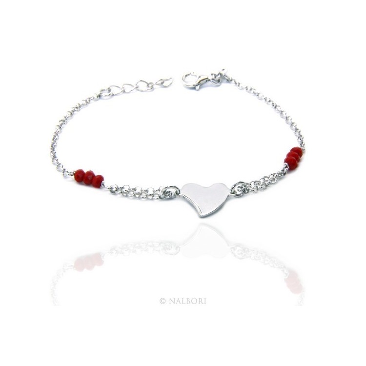 RMB|Woman bracelet girl man boy Silver 925 red rosary work with central heart 15,50 - 18,00