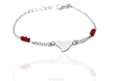 RMB|Woman bracelet girl man boy Silver 925 red rosary work with central heart 15,50 - 18,00