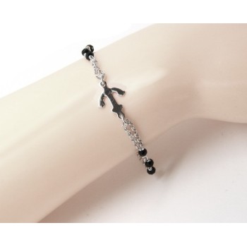 RomaBijoux|fine silver bracelet for man or woman dog tag helm italy black crystal