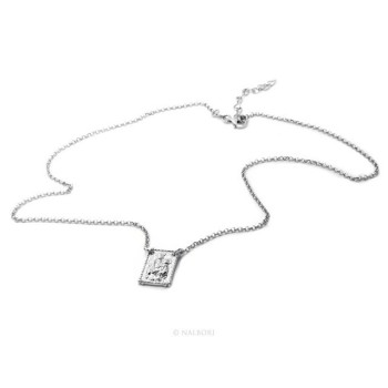 RMB|Argento 925 : Collana girocollo uomo o donna con pendente madonna con bambino