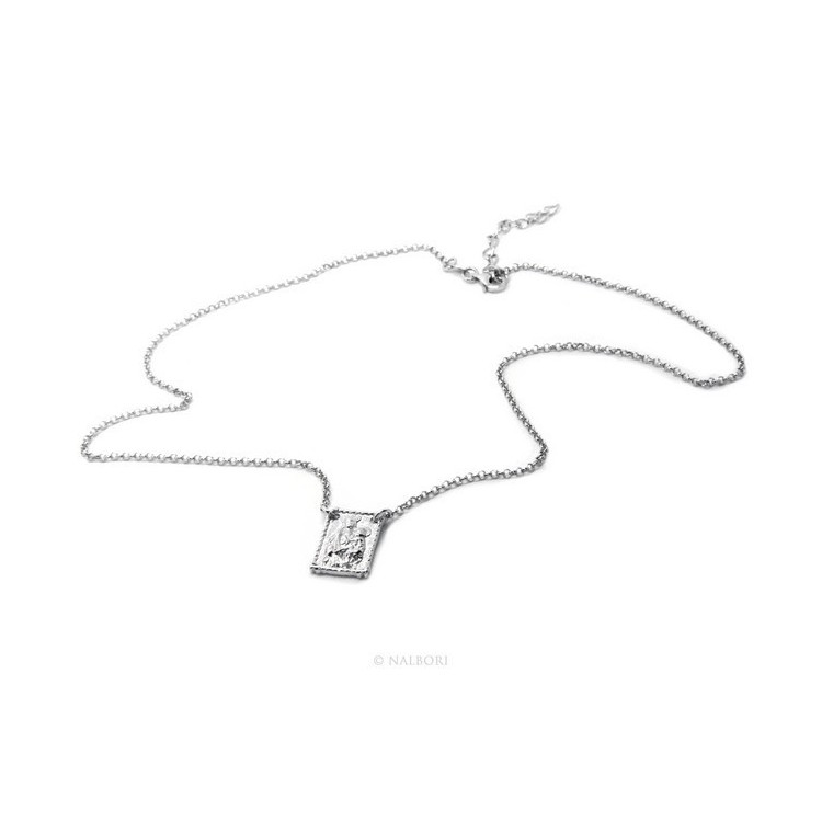 RMB|Argento 925 : Collana girocollo uomo o donna con pendente madonna con bambino