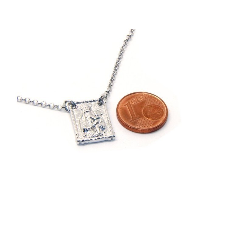 RMB|Argento 925 : Collana girocollo uomo o donna con pendente madonna con bambino