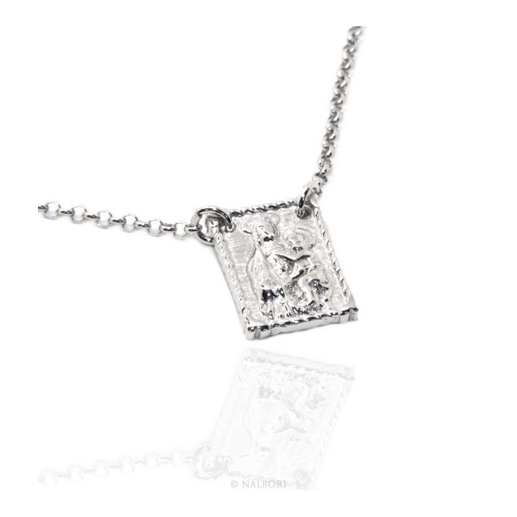 RMB|Argento 925 : Collana girocollo uomo o donna con pendente madonna con bambino