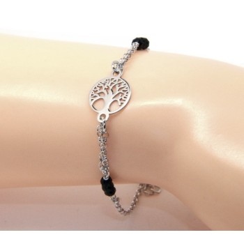 RMB|Man Woman Woman Bracelet Silver 925 Black Crystal Rosary Work with Tree of Central Life 15.50-18.50