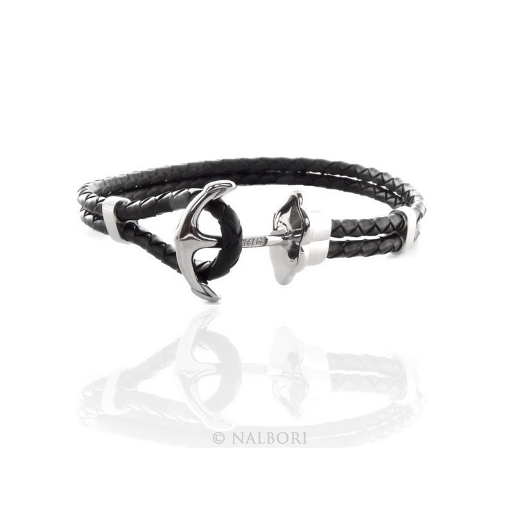 RMB|Steel bracelet anallergic faux-leather waistband and zirconia