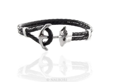 RMB|Bracciale Acciaio uomo donna anallergico similpelle ancora e zirconi