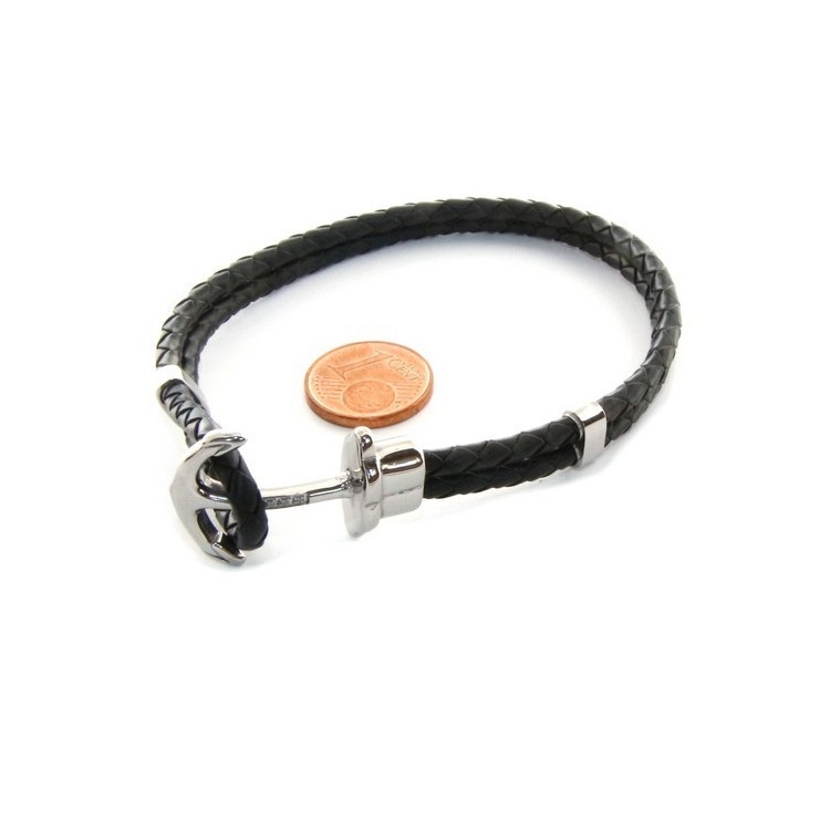 RMB|Bracciale Acciaio uomo donna anallergico similpelle ancora e zirconi