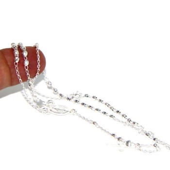 RMB|Collana rosario uomo o donna in Argento 925 palline diamantate 3mm croce madonna miracolosa