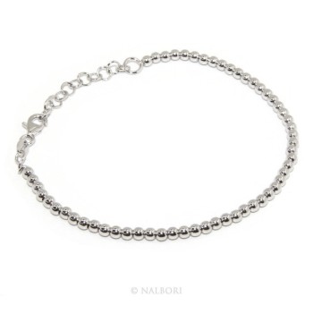 RMB|ARGENTO 925 : Bracciale uomo donna palline 3 mm lung 15.50 19.50 cm