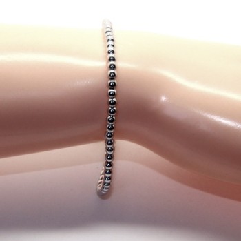 RMB|ARGENTO 925 : Bracciale uomo donna palline 3 mm lung 15.50 19.50 cm