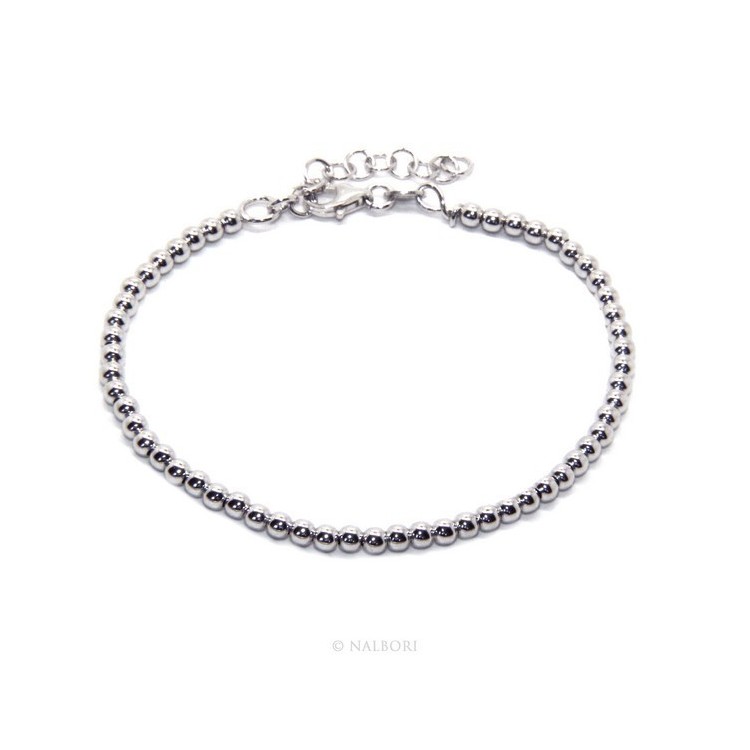RMB|ARGENTO 925 : Bracciale uomo donna palline 3 mm lung 15.50 19.50 cm