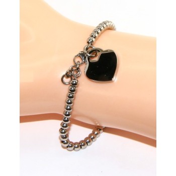 RMB|Steel hypoallergenic chrome plated bracelet with smooth heart 15,00 17,00 cm