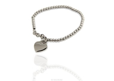 RMB|Steel hypoallergenic chrome plated bracelet with smooth heart 15,00 17,00 cm