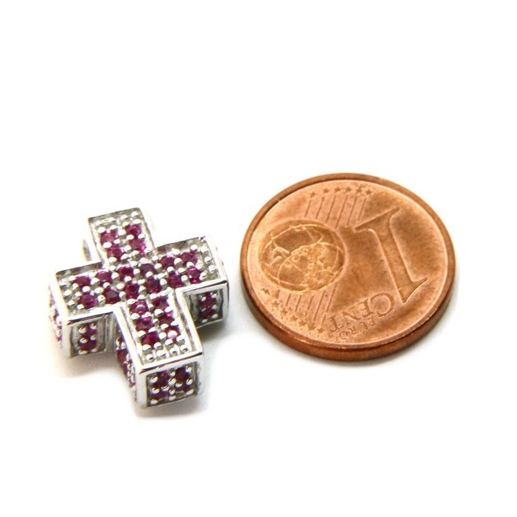 RMB|Silver 925: Venetian woman 45 cm Necklace and Crocodile Cross 3D Ruby RED Zircon