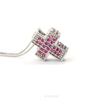 RMB|Silver 925: Venetian woman 45 cm Necklace and Crocodile Cross 3D Ruby RED Zircon