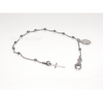 RMB|Bracciale rosario uomo o donna in Argento 925 con immagine madonnina ciondolo e croce