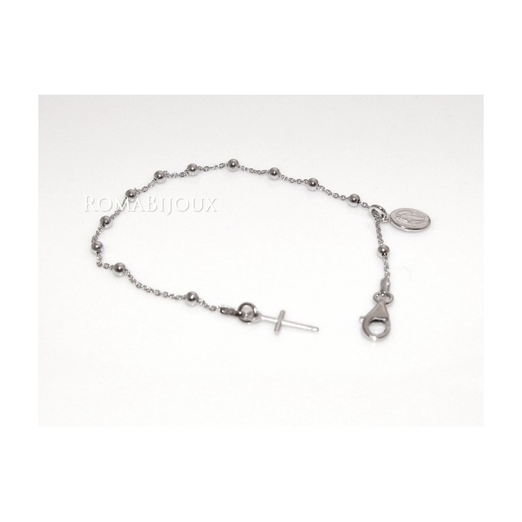 RMB|Bracciale rosario uomo o donna in Argento 925 con immagine madonnina ciondolo e croce