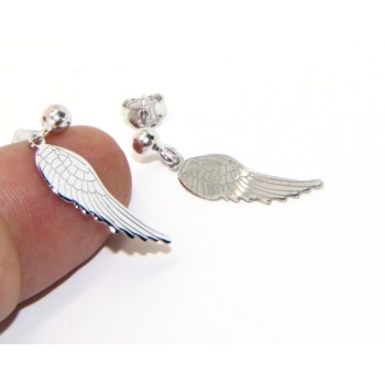 RMB|Silver 925: woman earrings with ball and pendant angel wings cut and laser engraved