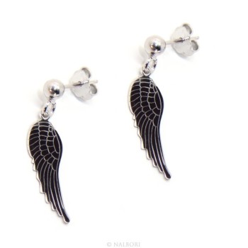 RMB|Silver 925: woman earrings with ball and pendant angel wings cut and laser engraved