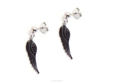 RMB|Silver 925: woman earrings with ball and pendant angel wings cut and laser engraved