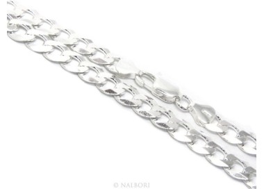 RMB|ARGENTO 925 : Collana o Bracciale uomo catena da 8 mm grumetta grumetta 8x10 chiara