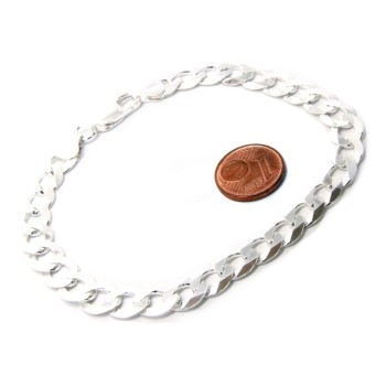 RMB|ARGENTO 925 : Collana o Bracciale uomo catena da 8 mm grumetta grumetta 8x10 chiara