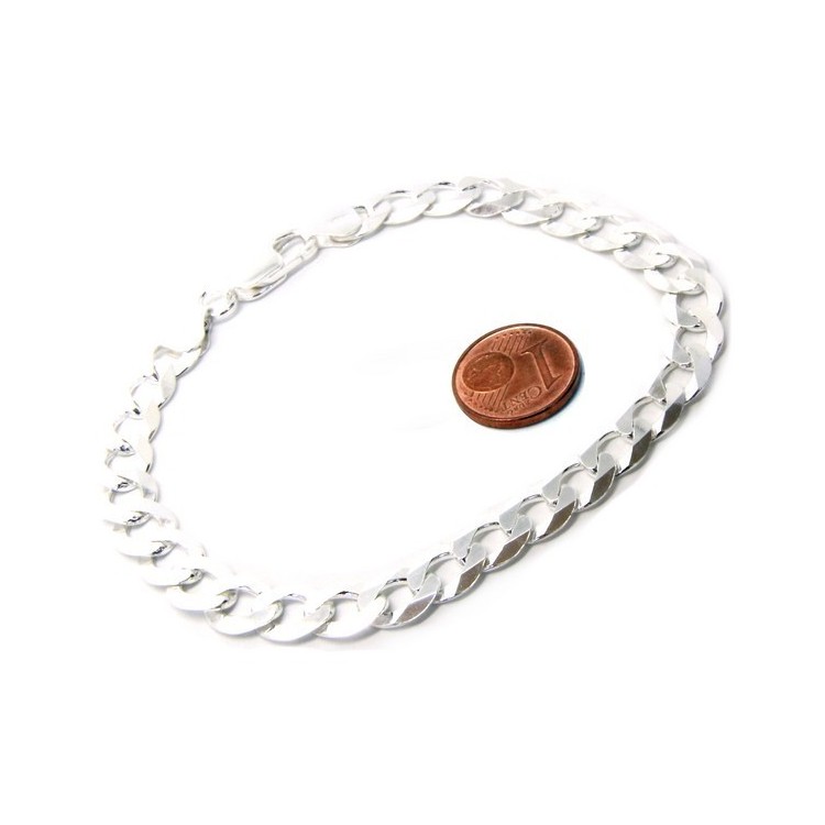 RMB|ARGENTO 925 : Collana o Bracciale uomo catena da 8 mm grumetta grumetta 8x10 chiara