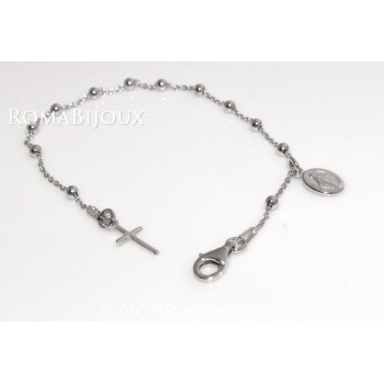 RMB|Bracciale rosario uomo o donna in Argento 925 con immagine madonnina ciondolo e croce