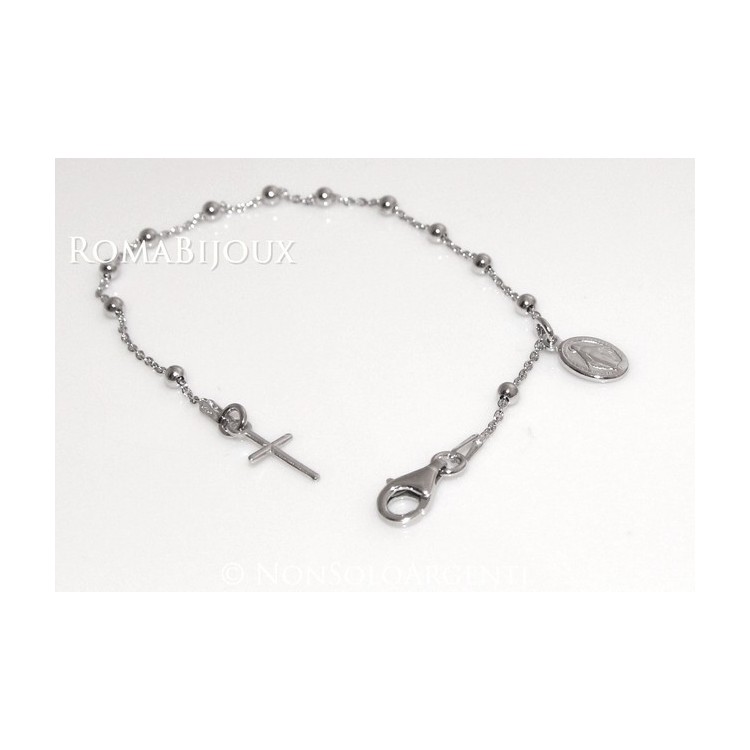 RMB|Bracciale rosario uomo o donna in Argento 925 con immagine madonnina ciondolo e croce