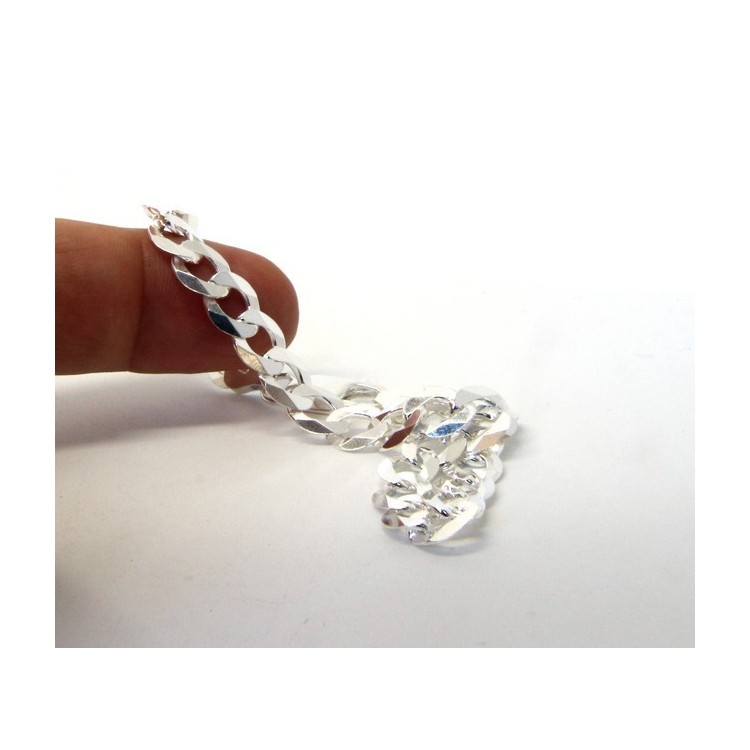 RMB|ARGENTO 925 : Collana o Bracciale uomo catena da 8 mm grumetta grumetta 8x10 chiara