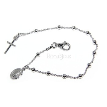 RMB|Bracciale rosario uomo o donna in Argento 925 con immagine madonnina ciondolo e croce