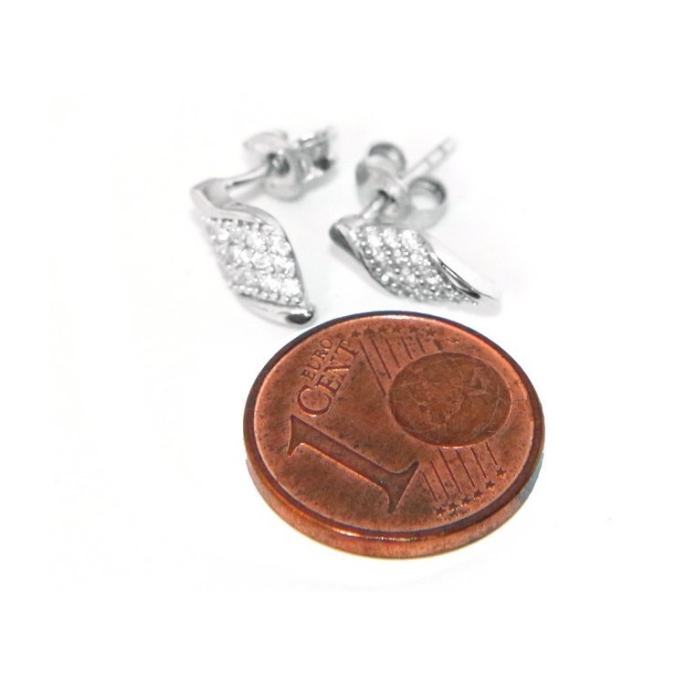 RMB|Silver 925: man / woman earrings light wings wings angel small white zircon