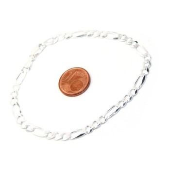 RMB|ARGENTO 925 : Collana o Bracciale uomo catena da 4,5 mm figaro massiccia 4,5 cm chiara
