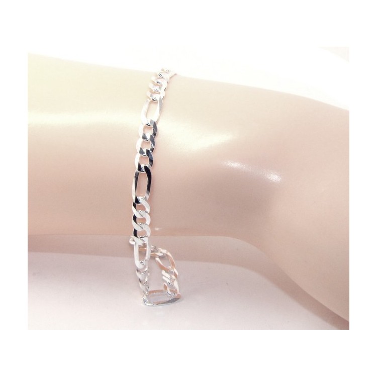 RMB|Collana o Bracciale argento 925 catena da 4,5 mm figaro massiccia  chiara uomo