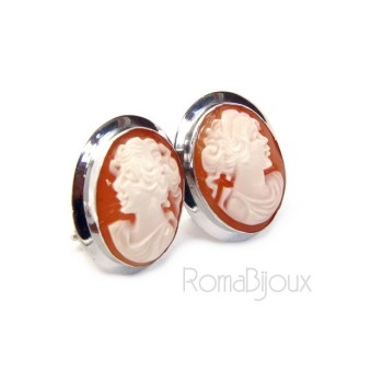 RMB|Silver 925: Lobe earrings with real camel corniola female profile