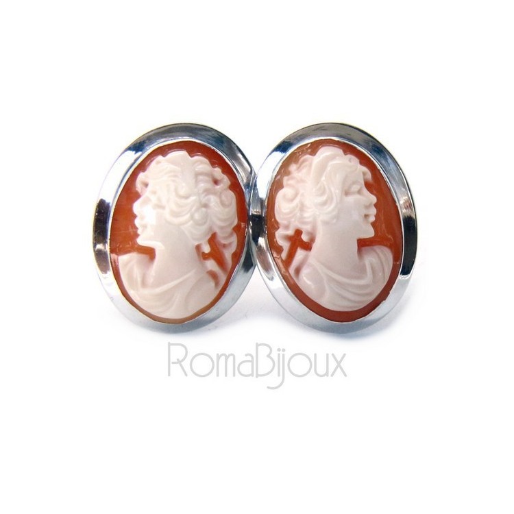 RMB|Silver 925: Lobe earrings with real camel corniola female profile
